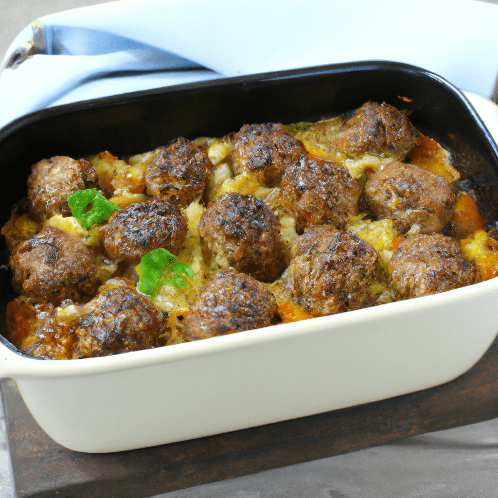 Caraway Venison Meatball Casserole Representation of a cookedCaraway Venison Meatball Casserole