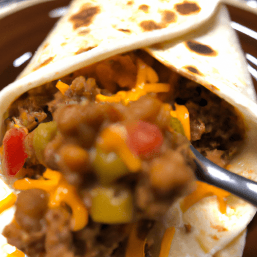 Delicious Burrito Recipe with Lean Ground Beef Representation of a cookedDelicious Burrito Recipe with Lean Ground Beef
