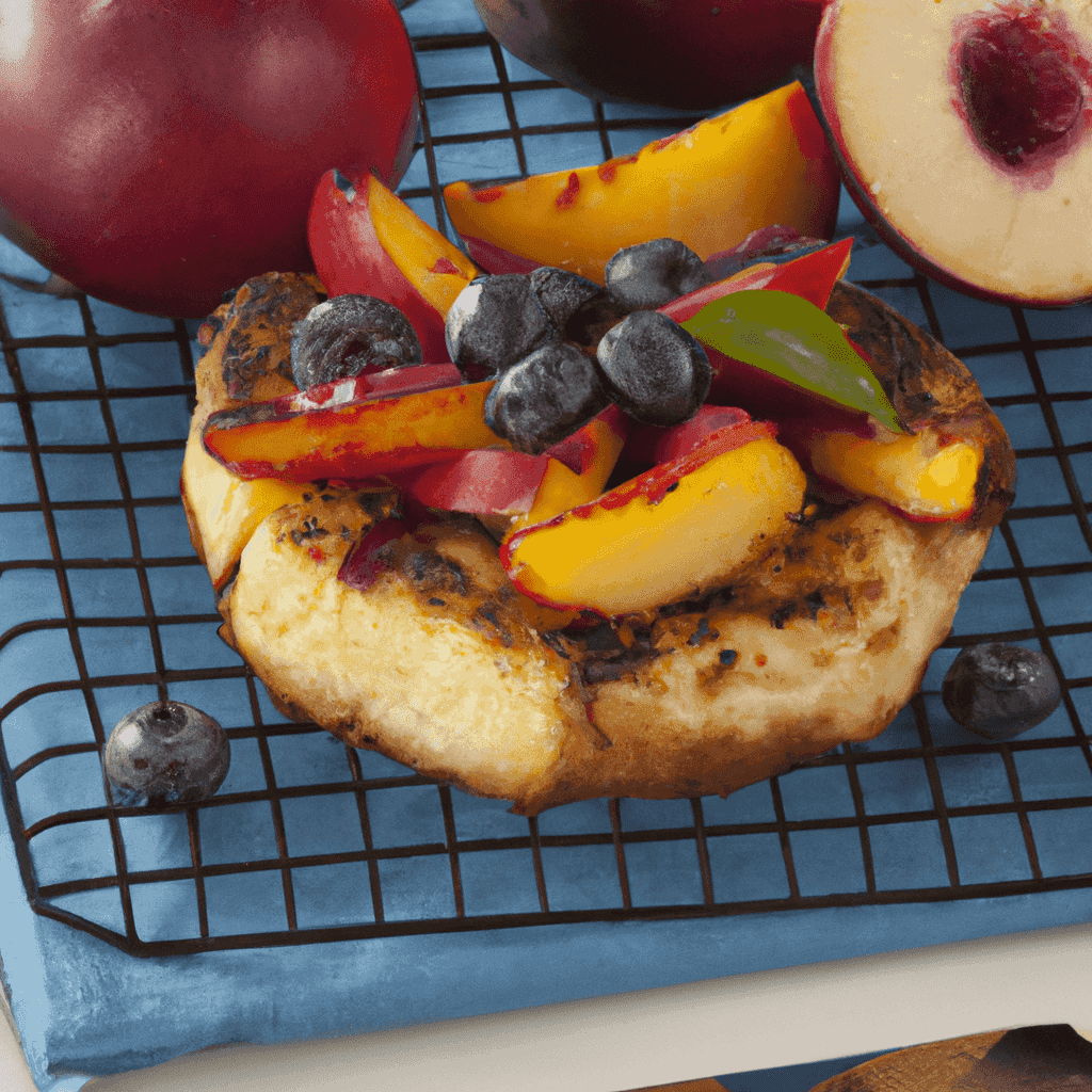 Grilled Angel Food Cake with Nectarines and Blueberries Representation of a cookedGrilled Angel Food Cake with Nectarines and Blueberries