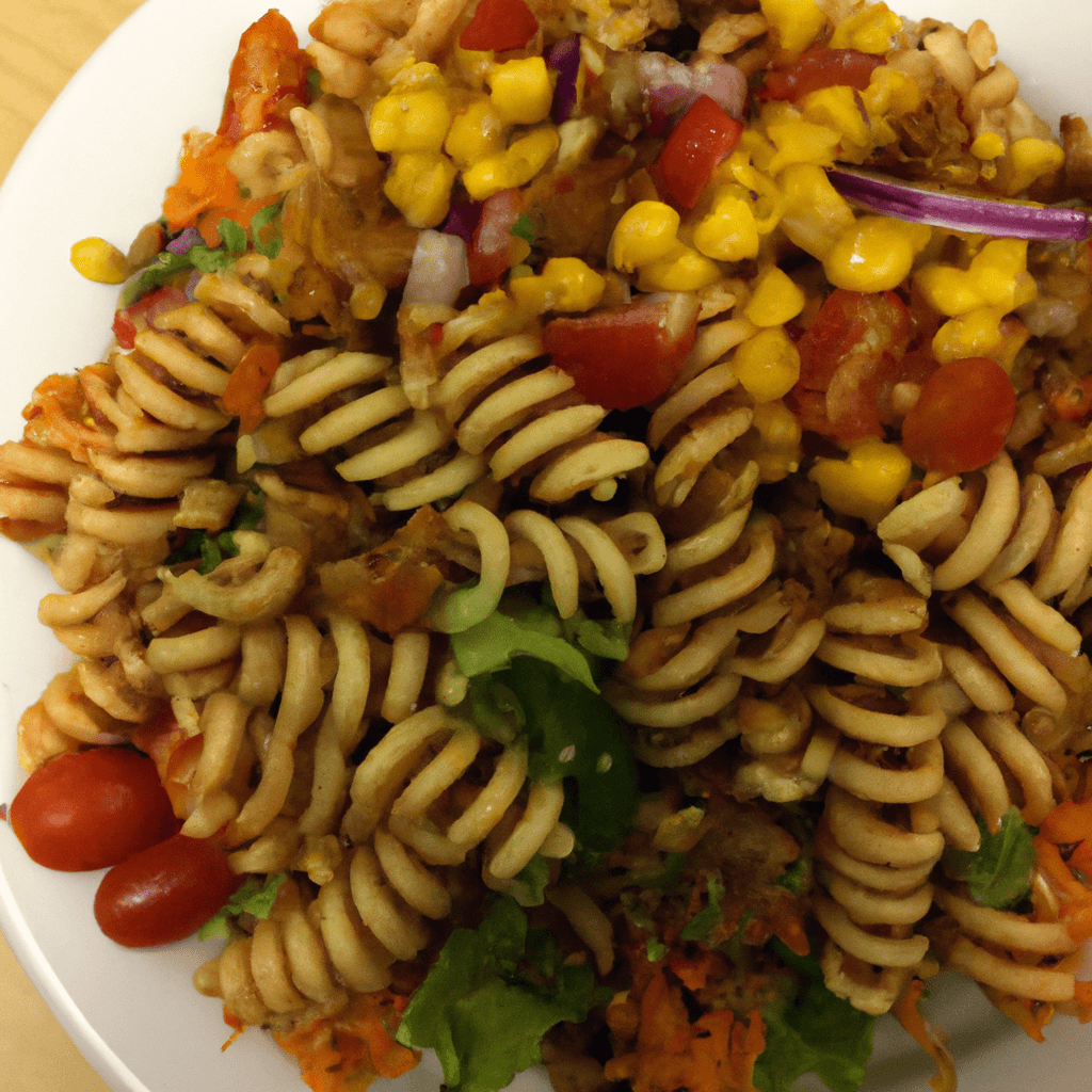 Tex-Mex Rotini Salad Light Representation of a cookedTex-Mex Rotini Salad Light
