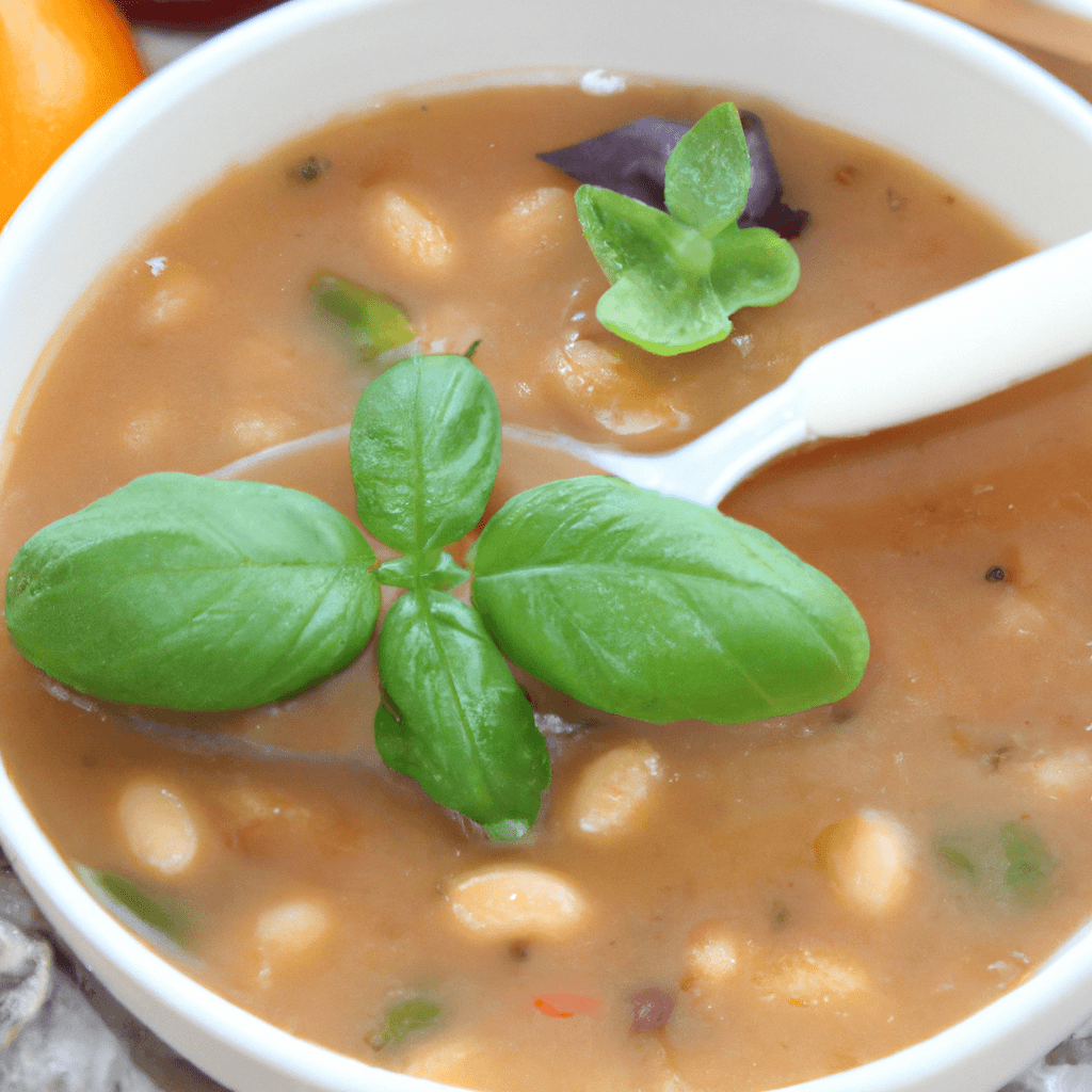 Vegetarian Bean And Basil Soup Representation of a cookedVegetarian Bean And Basil Soup