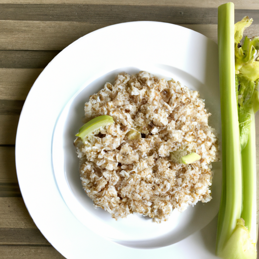 A Hearty One Minute Lunch: Brown Rice And Celery Representation of a cookedA Hearty One Minute Lunch: Brown Rice And Celery