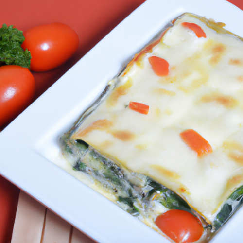 Four Cheese Vegetable Lasagna Representation of a cookedFour Cheese Vegetable Lasagna