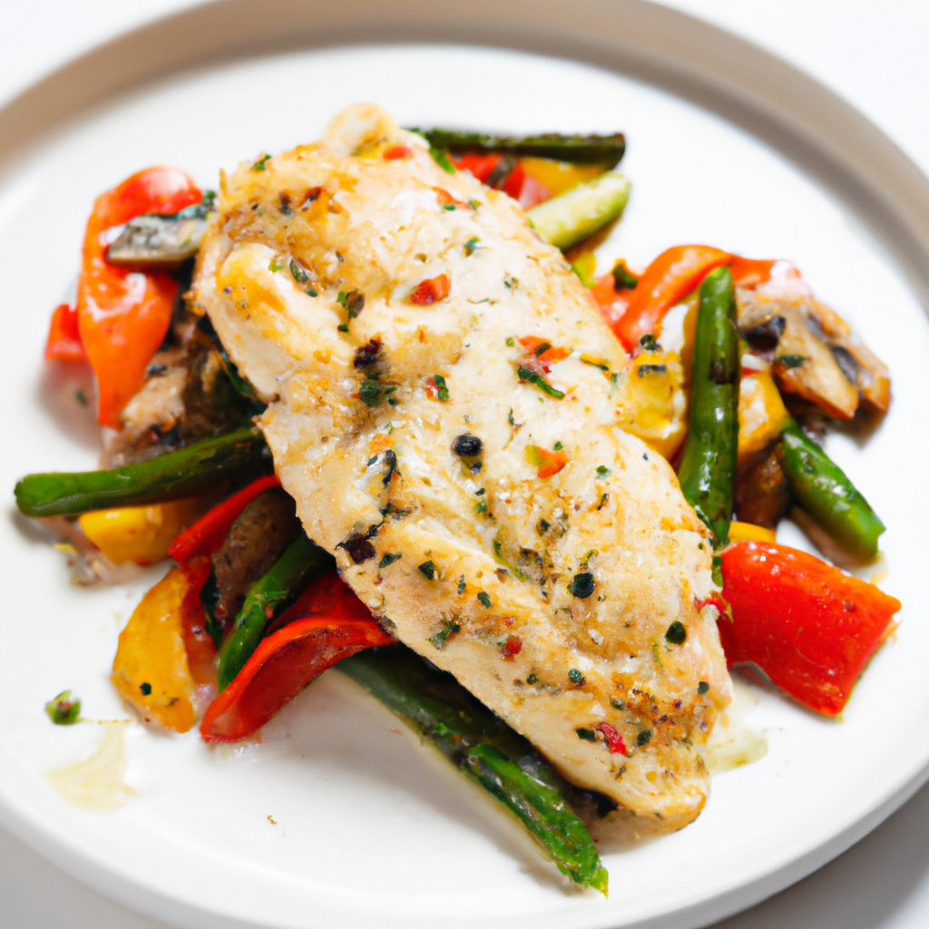 Grilled Chicken and Vegetable Piccata Representation of a cookedGrilled Chicken and Vegetable Piccata