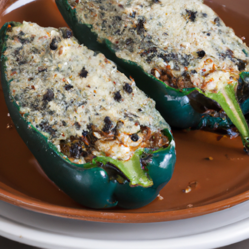 Quinoa-Stuffed Poblano Chiles Representation of a cookedQuinoa-Stuffed Poblano Chiles