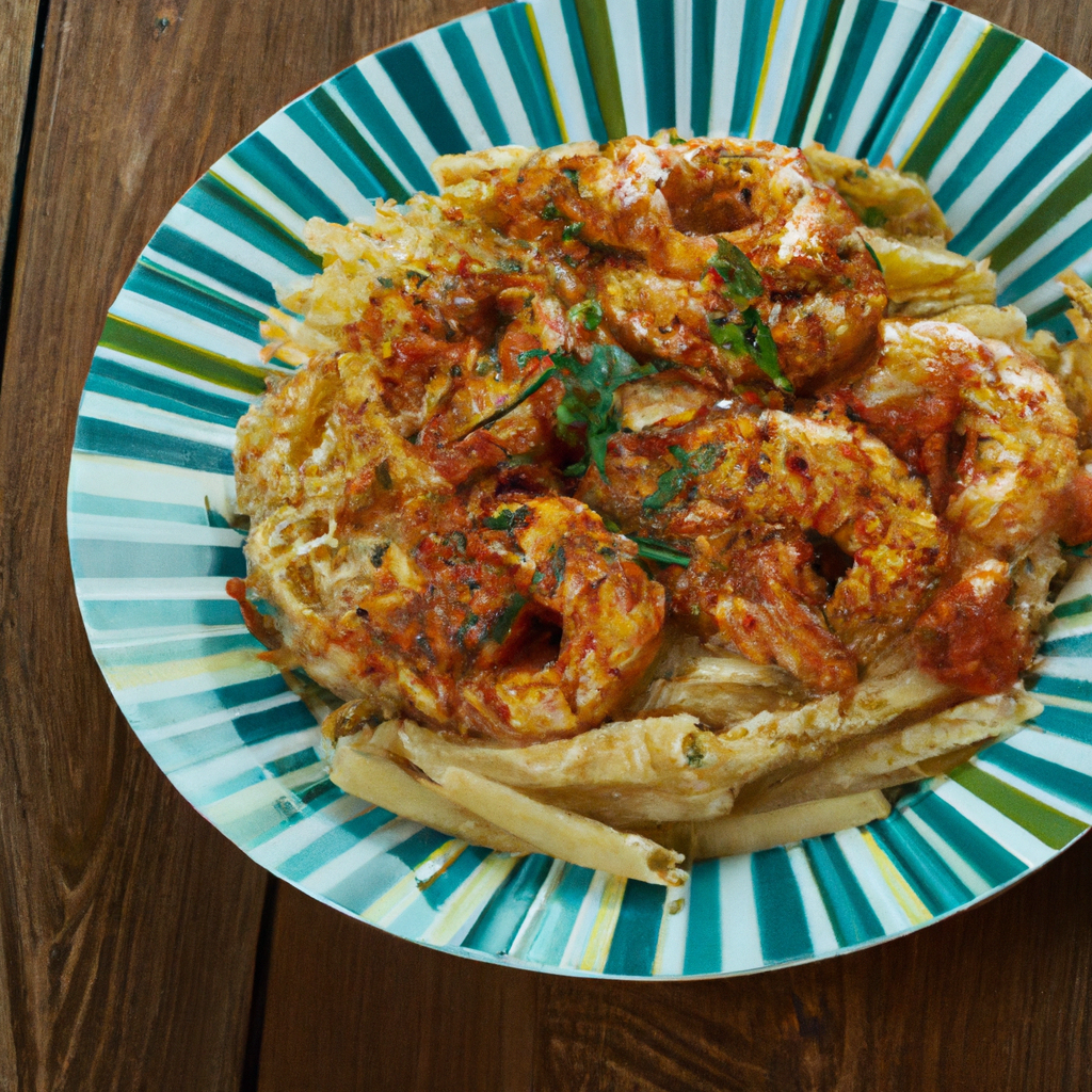 Sun-dried Tomato Pesto Shrimp Pasta Representation of a cookedSun-dried Tomato Pesto Shrimp Pasta