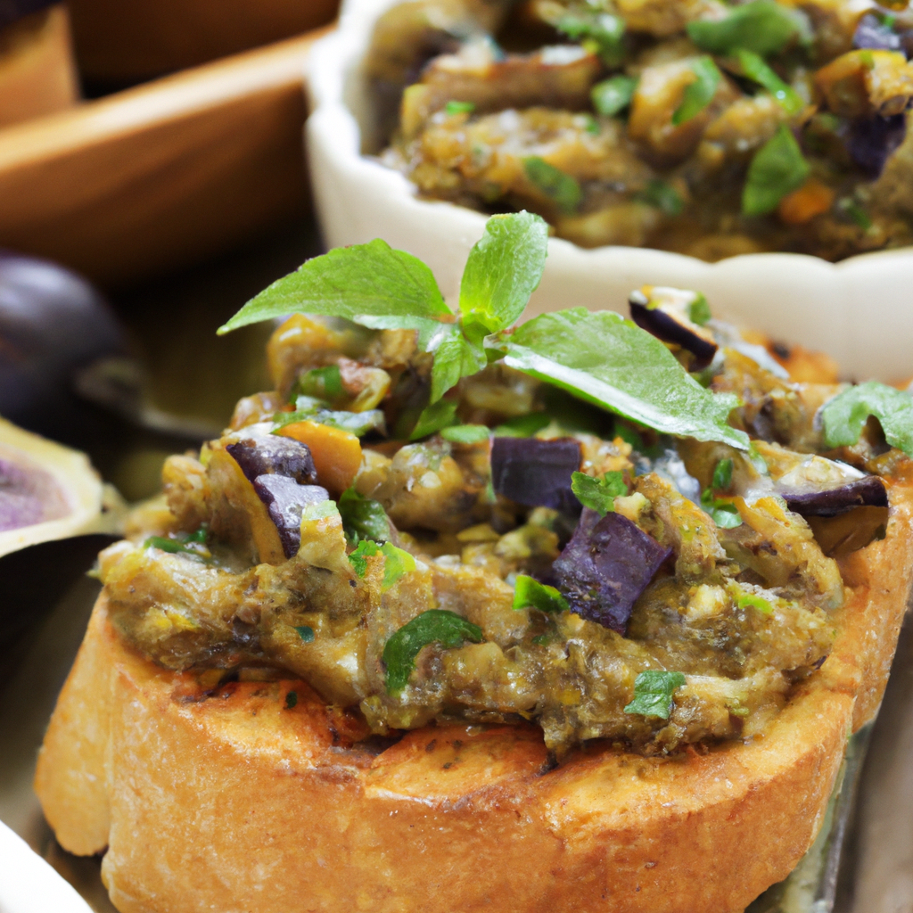 Crostini With Eggplant Pesto – A Delicious Appetizer Representation of a cookedCrostini With Eggplant Pesto – A Delicious Appetizer