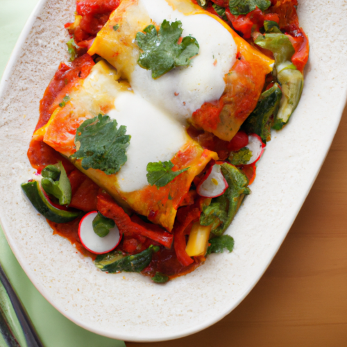 Healthy Roasted Vegetable and Mashed Potato Enchiladas Representation of a cookedHealthy Roasted Vegetable and Mashed Potato Enchiladas