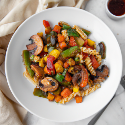 Balsamic Glazed Vegetables With Rotini Pasta Representation of a cookedBalsamic Glazed Vegetables With Rotini Pasta