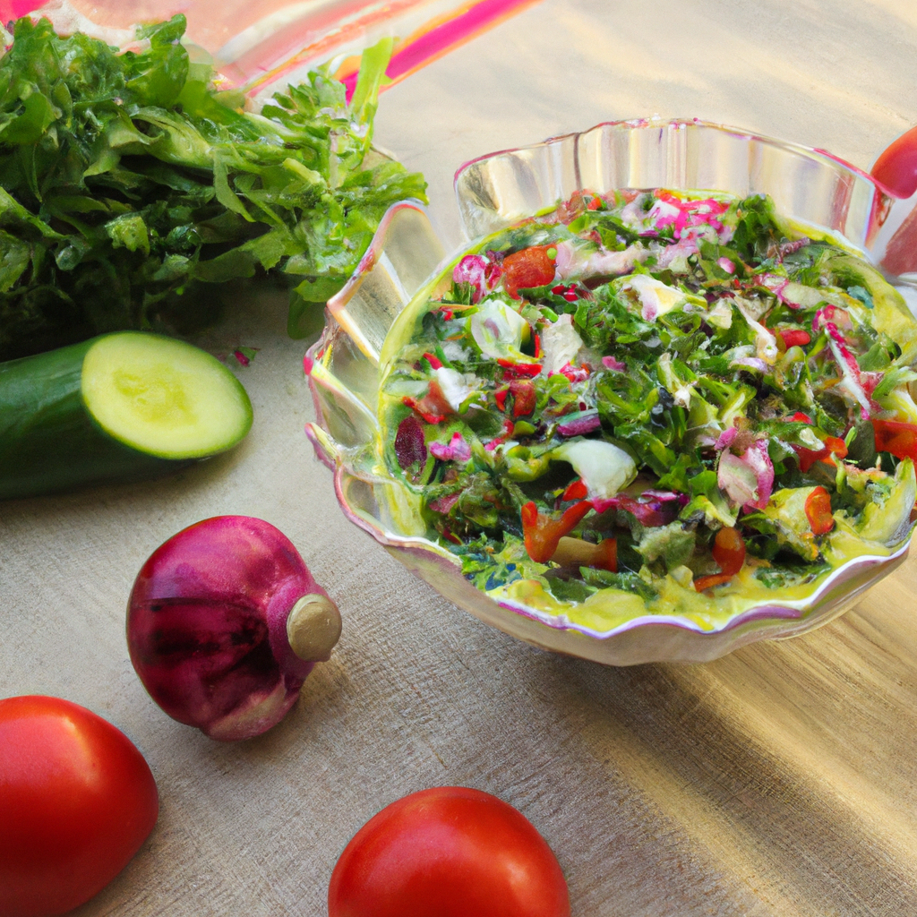 Bitar’s Salad In Garlic Dressing – A Healthy Vegan Recipe Representation of a cookedBitar’s Salad In Garlic Dressing – A Healthy Vegan Recipe