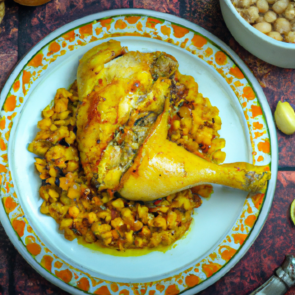 Delicious Middle Eastern Chicken With Ginger And Garbanzo Beans Representation of a cookedDelicious Middle Eastern Chicken With Ginger And Garbanzo Beans