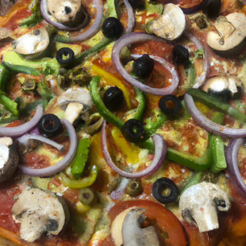 Delicious Vegetarian Pizza with Veggies Representation of a cookedDelicious Vegetarian Pizza with Veggies