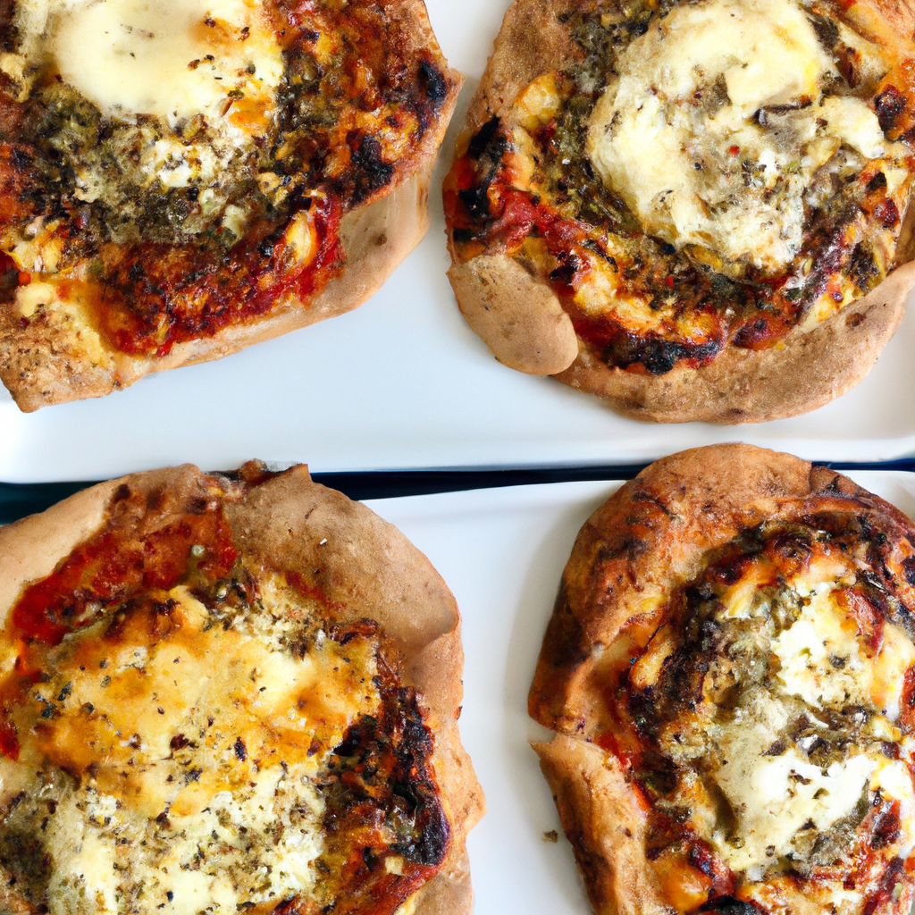 Mustard-Goat Cheese Personal-Size Pizzas Representation of a cookedMustard-Goat Cheese Personal-Size Pizzas