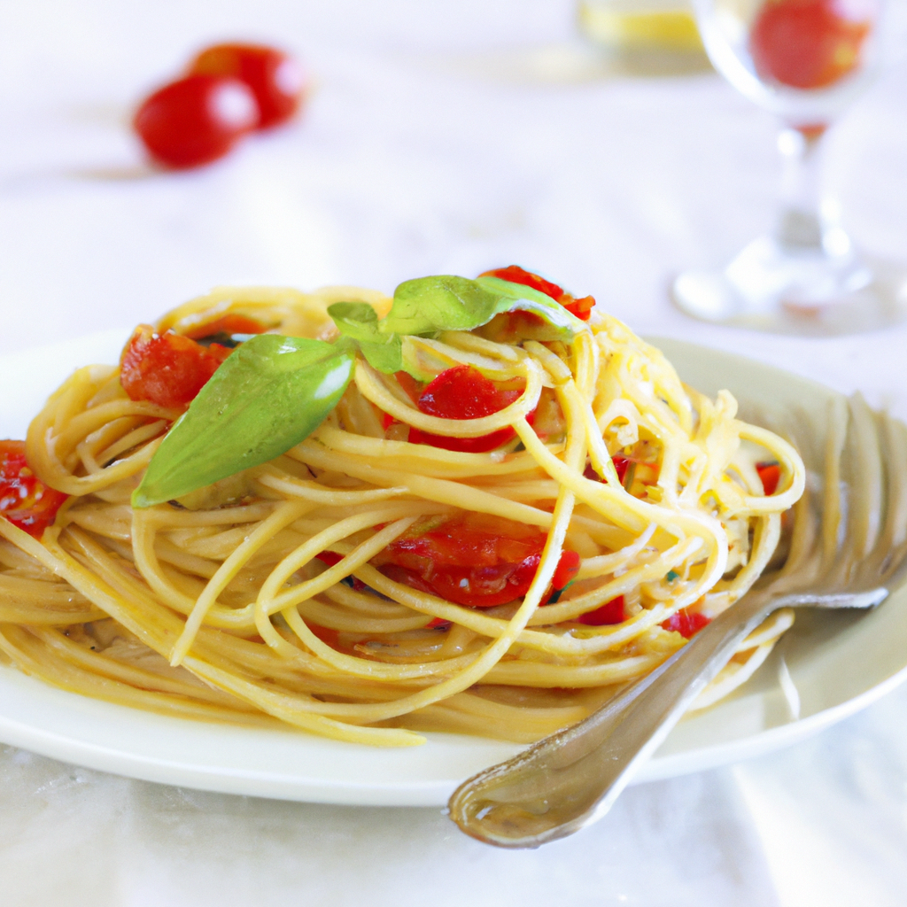 Spaghetti With Tomatoes, Basil, and Capers Representation of a cookedSpaghetti With Tomatoes, Basil, and Capers